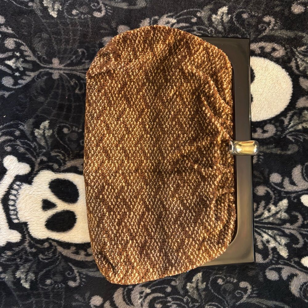 Vintage SMco Mini Frame Handbag Brown Textured Clutch Purse